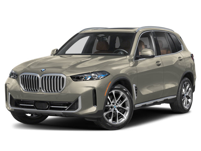 A beige 2026 BMW X5 SUV with a sleek design, silver rims, and brown leather interior visible.